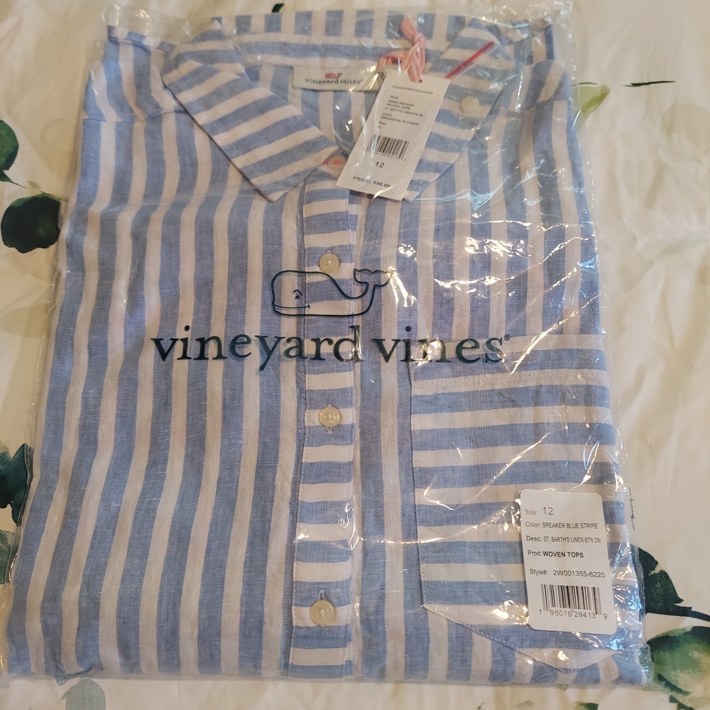 Vineyard Vines Blue and White Striped Women's  Shirt